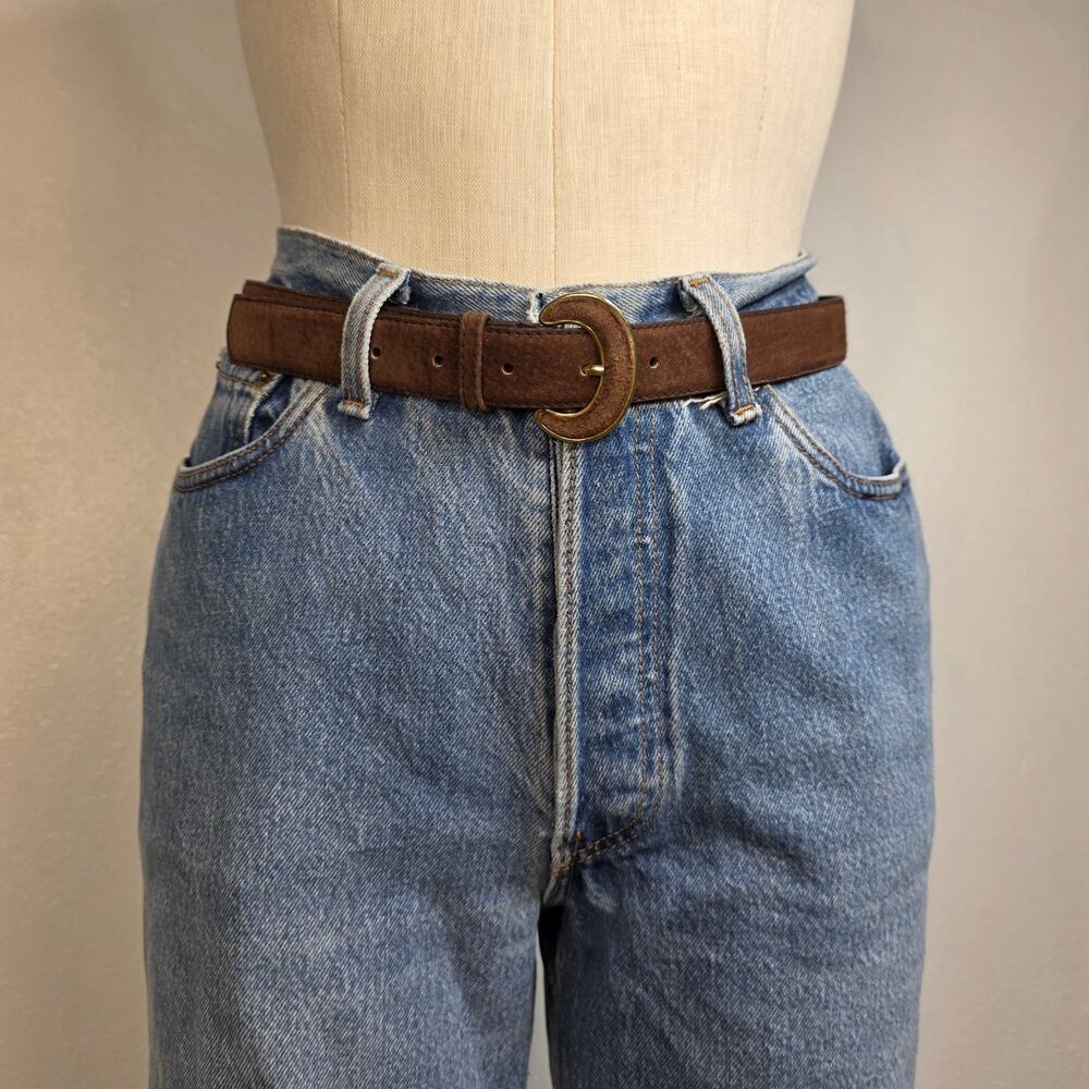 Vintage Brown Leather Belt Boho Western 90s Minimalist  Dark Academia